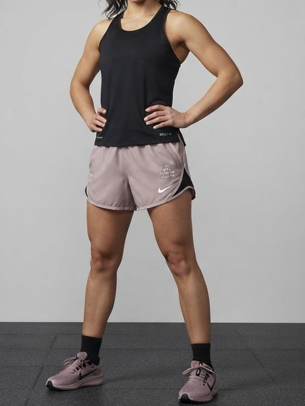 Nike Women’s Dusty Pink Athletic Shorts with Zippered Black Trim